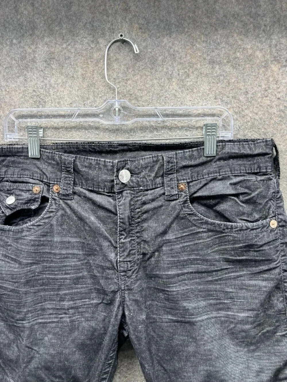 True Religion Ricky Jeans Men 34 Black Relaxed Straight Distressed Denim Vintage
